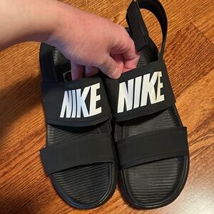 Nike Black and White Double-Strap Sandals